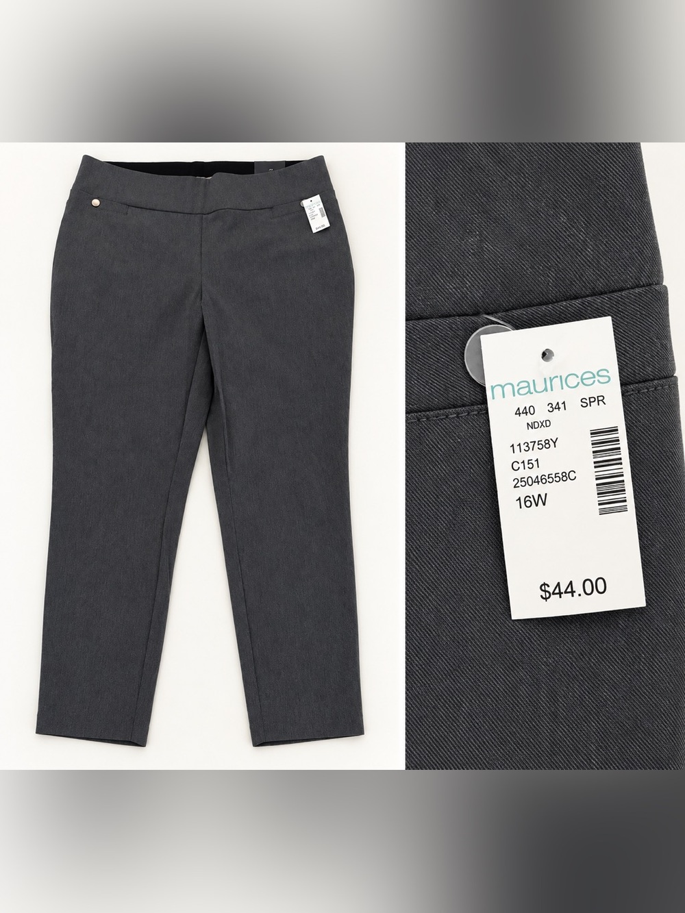 New with tags Maurices Women's Dark Charcoal Ankle Pants